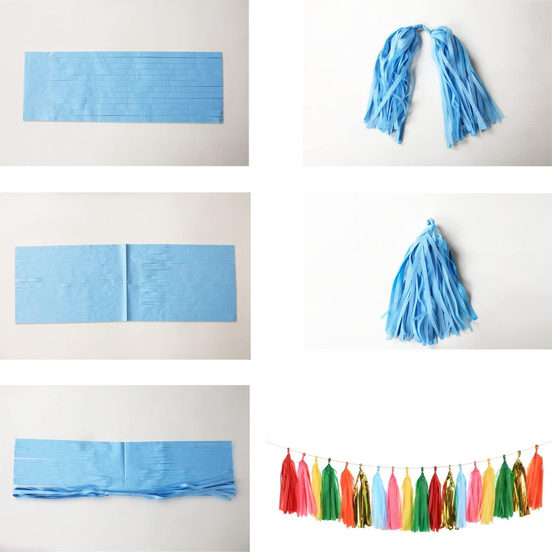 Autupy 35 PCS Green Orange Gold Mylar Tassel Garland Tissue Paper Tassels Banner DIY Kit Baby Shower Fiesta Bachelorette Party Decorations - Image 4
